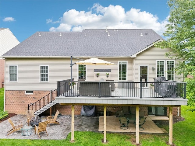 319 Buffalo Ridge Rd, Peters Twp, PA 15317 - rear view of property with a fire pit, a patio area, a deck, and stairs
