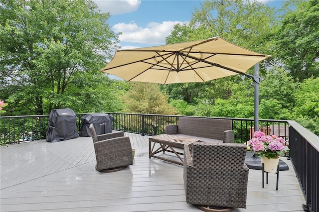 319 Buffalo Ridge Rd, Peters Twp, PA 15317 - deck featuring grilling area and view of wooded area