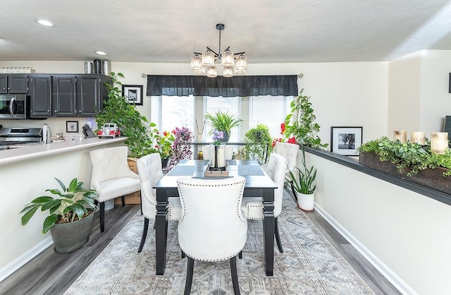 1099 Riverside Dr Unit H, Bridgewater, PA 15009 - dining room featuring light wood-style floors, baseboards, a chandelier, and recessed lighting