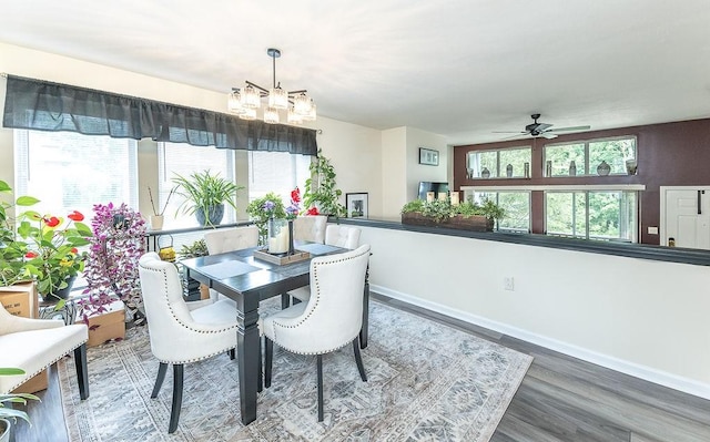 1099 Riverside Dr Unit H, Bridgewater, PA 15009 - dining area with a chandelier, healthy amount of natural light, wood finished floors, and ceiling fan