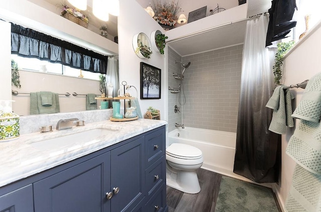 1099 Riverside Dr Unit H, Bridgewater, PA 15009 - full bath featuring wood finished floors, toilet, shower / tub combo with curtain, and vanity