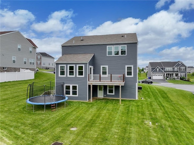 8 Pony Ct, Findlay Twp, PA 15126 - rear view of property featuring a trampoline, a wooden deck, and a residential view