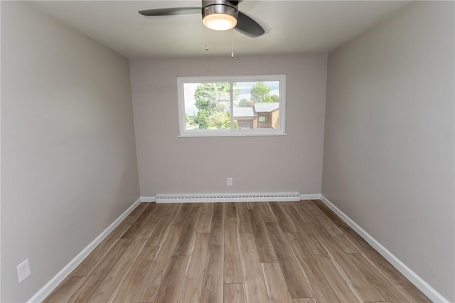 5 Albert St, South Union Twp, PA 15401 - empty room featuring a baseboard radiator, wood finished floors, and a ceiling fan