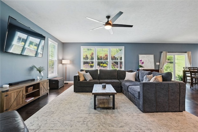 1340 Diamond Ct, Upper St Clair, PA 15241 - living area with a ceiling fan and dark wood finished floors