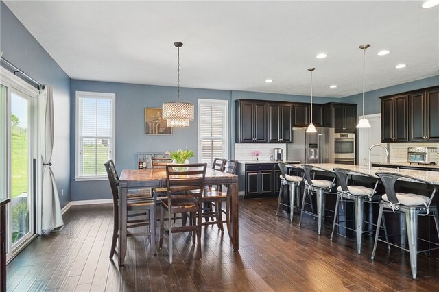 1340 Diamond Ct, Upper St Clair, PA 15241 - dining room featuring dark wood-type flooring, baseboards, and recessed lighting