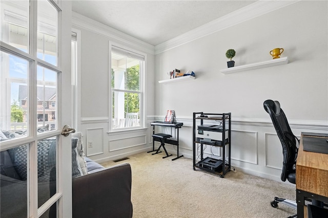 1340 Diamond Ct, Upper St Clair, PA 15241 - office space featuring carpet floors, crown molding, and wainscoting