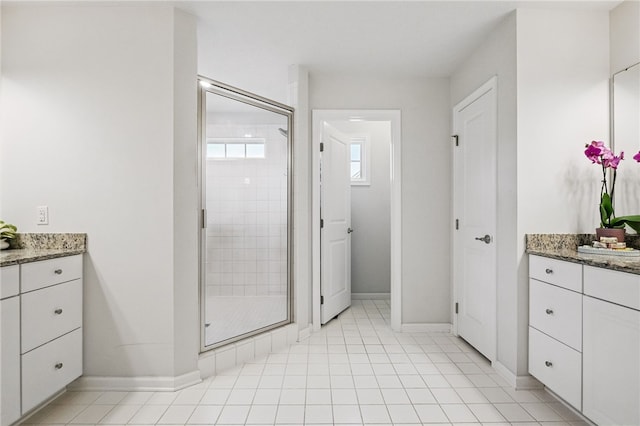 1340 Diamond Ct, Upper St Clair, PA 15241 - bathroom featuring a shower stall, vanity, and baseboards