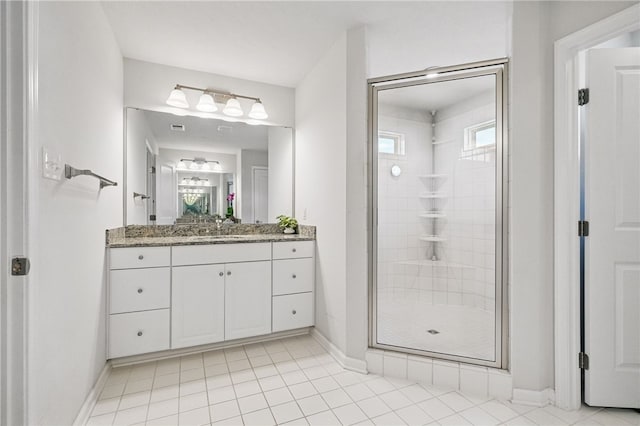 1340 Diamond Ct, Upper St Clair, PA 15241 - full bath featuring vanity, baseboards, a stall shower, and tile patterned floors