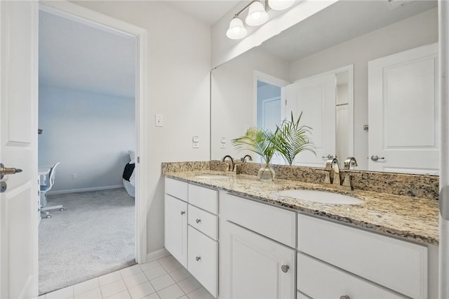 1340 Diamond Ct, Upper St Clair, PA 15241 - full bathroom featuring double vanity, tile patterned floors, and baseboards