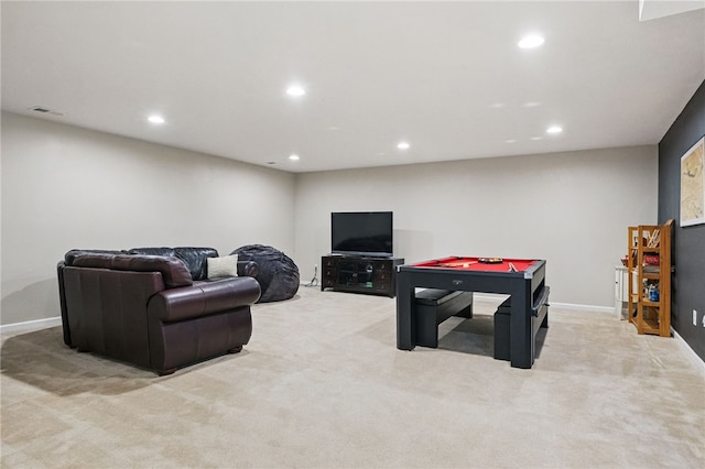 1340 Diamond Ct, Upper St Clair, PA 15241 - recreation room with light carpet, recessed lighting, and baseboards