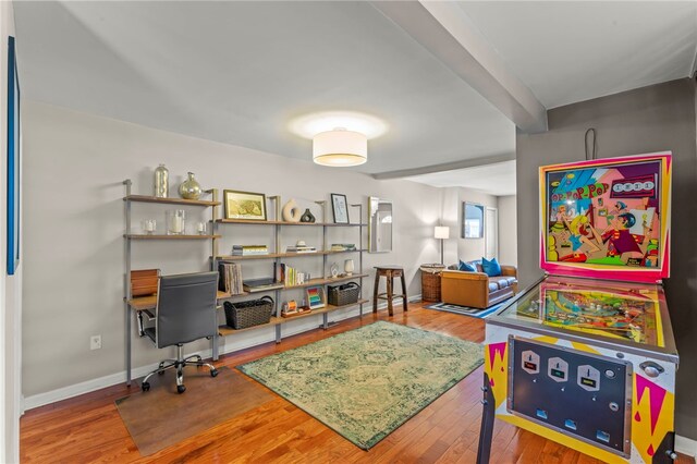 1816 Jane, South Side, PA 15203 - rec room with wood finished floors, a desk, and baseboards