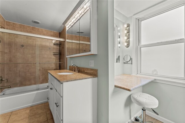 1816 Jane, South Side, PA 15203 - bathroom featuring vanity, enclosed tub / shower combo, and tile patterned floors