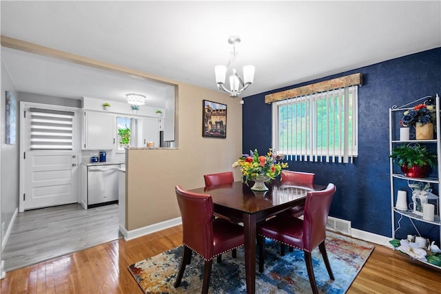 1137 Michael Dr, Baldwin Boro, PA 15227 - dining room featuring a chandelier, light wood-type flooring, and baseboards