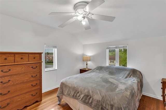 5352 Highgrove Rd, Whitehall, PA 15236 - bedroom with vaulted ceiling, wood finished floors, baseboards, and ceiling fan