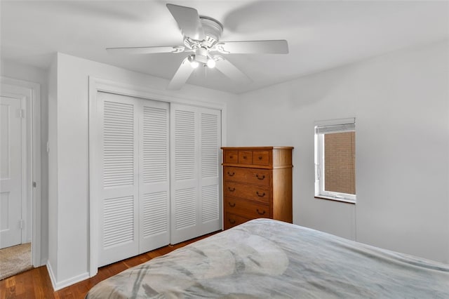 5352 Highgrove Rd, Whitehall, PA 15236 - bedroom with a closet, wood finished floors, and ceiling fan