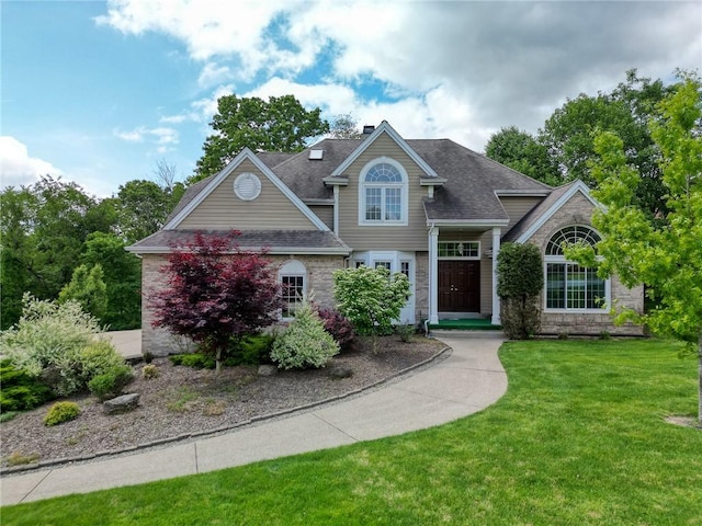 3318 Carriage Cir, Murrysville, PA 15632 - traditional-style home with a front lawn, a chimney, and roof with shingles