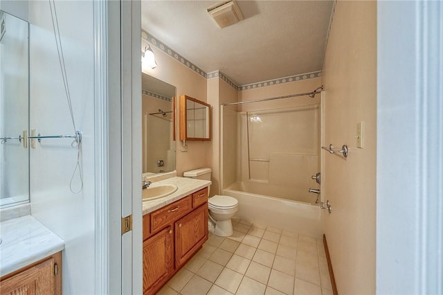 3318 Carriage Cir, Murrysville, PA 15632 - bathroom featuring vanity, tile patterned floors, shower / washtub combination, and toilet