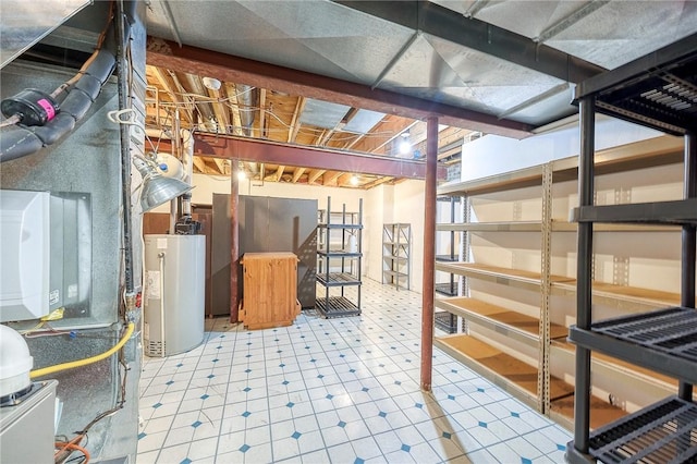 3318 Carriage Cir, Murrysville, PA 15632 - unfinished basement featuring gas water heater and tile patterned floors