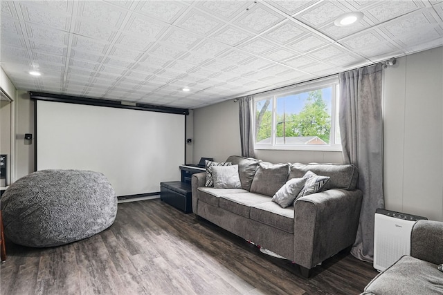 244 Burch Dr, Coraopolis, PA 15108 - home theater room featuring wood finished floors, an ornate ceiling, and recessed lighting