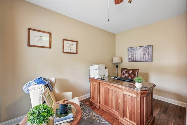 2104 Pierce Bluffs Dr, Hermitage, PA 16148 - office area featuring baseboards and dark wood-style flooring