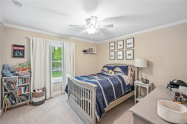 2104 Pierce Bluffs Dr, Hermitage, PA 16148 - carpeted bedroom featuring ornamental molding and ceiling fan