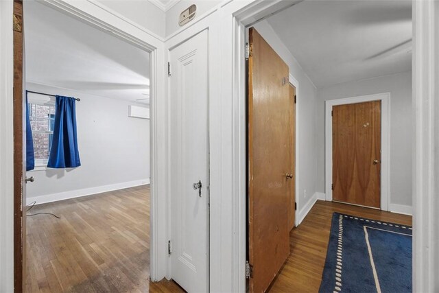 446 S Dallas Ave, Point Breeze, PA 15208 - corridor featuring wood finished floors and baseboards