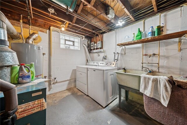954 Illinois Ave, Braddock Hills, PA 15221 - laundry area with washer and clothes dryer and water heater