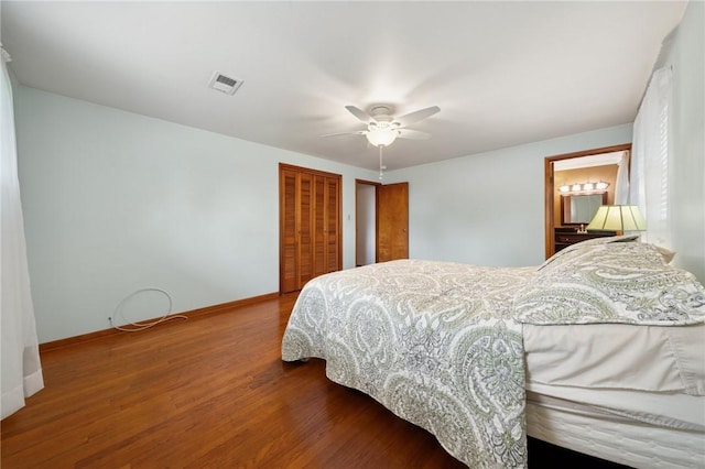 954 Illinois Ave, Braddock Hills, PA 15221 - bedroom featuring wood finished floors, a closet, baseboards, and a ceiling fan