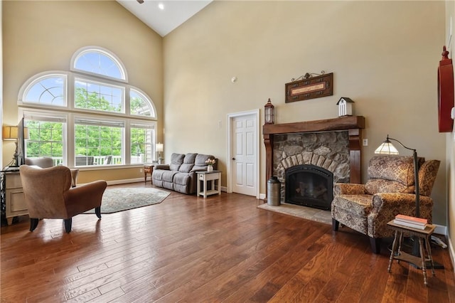 361 Patriot Ln, Economy, PA 15042 - living area with high vaulted ceiling, wood-type flooring, and healthy amount of natural light
