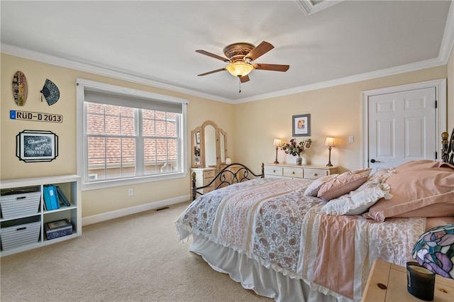 361 Patriot Ln, Economy, PA 15042 - carpeted bedroom featuring ornamental molding, baseboards, and ceiling fan