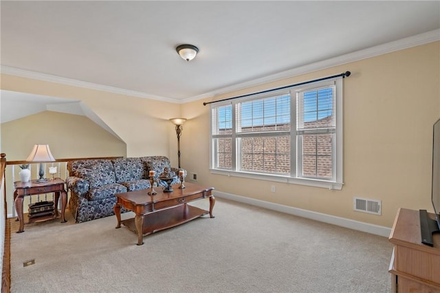 361 Patriot Ln, Economy, PA 15042 - living room featuring carpet flooring, crown molding, and baseboards