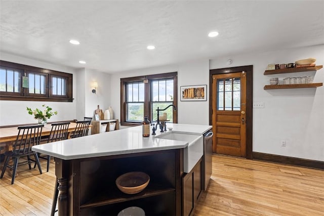 952 Jackman Ave, Avalon, PA 15202 - kitchen featuring open shelves, light wood-style floors, light countertops, and recessed lighting