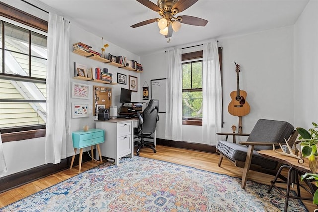 952 Jackman Ave, Avalon, PA 15202 - office space featuring light wood-style flooring, a ceiling fan, and baseboards