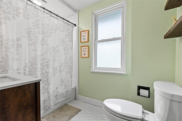 952 Jackman Ave, Avalon, PA 15202 - full bathroom featuring toilet, vanity, baseboards, and shower / bath combination with curtain