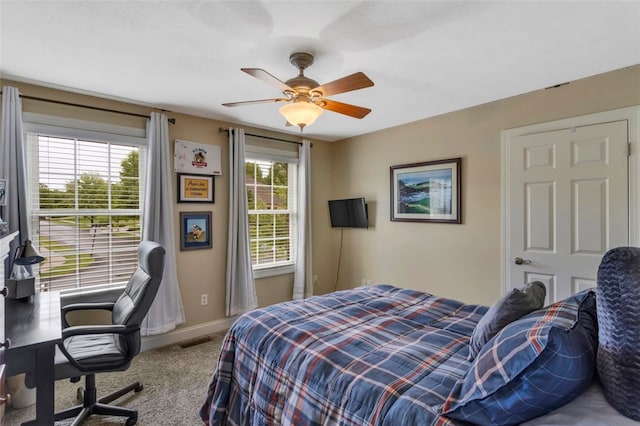 104 Southridge Dr, Cranberry Twp, PA 16066 - carpeted bedroom featuring an office area, baseboards, and ceiling fan
