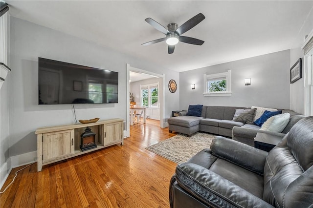 510 Central Ave E, Washington Boro, PA 15301 - living area with a ceiling fan, light wood-type flooring, and baseboards