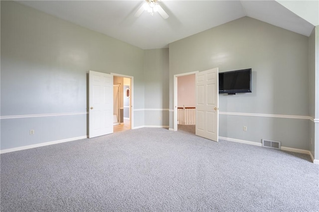 302 Shutt Rd, Hempfield Twp Wml, PA 15601 - unfurnished bedroom featuring carpet, baseboards, ceiling fan, and lofted ceiling