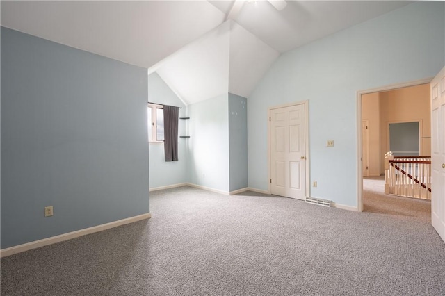 302 Shutt Rd, Hempfield Twp Wml, PA 15601 - additional living space featuring a ceiling fan, carpet floors, lofted ceiling, and baseboards
