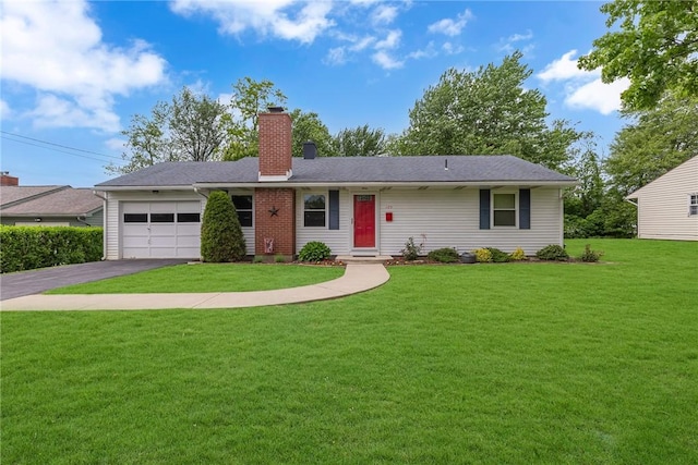 125 Spruce St, Brighton Twp, PA 15009 - single story home featuring an attached garage, asphalt driveway, a chimney, and a front yard