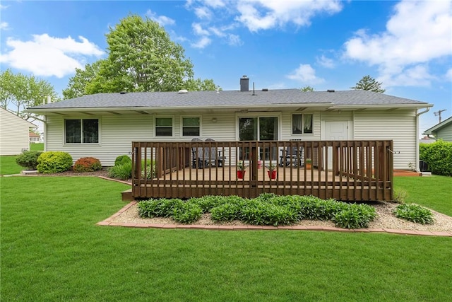 125 Spruce St, Brighton Twp, PA 15009 - rear view of house featuring a yard, a deck, and a chimney