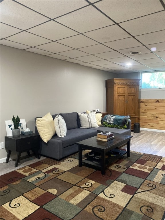30 Wiggins Ln, South Union Twp, PA 15401 - living room with light wood finished floors, baseboards, and a paneled ceiling