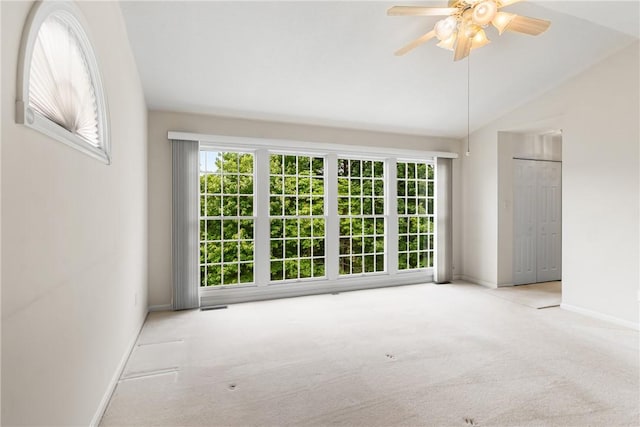 117 Trailside Ct, North Fayette, PA 15108 - carpeted empty room featuring baseboards, a ceiling fan, and lofted ceiling