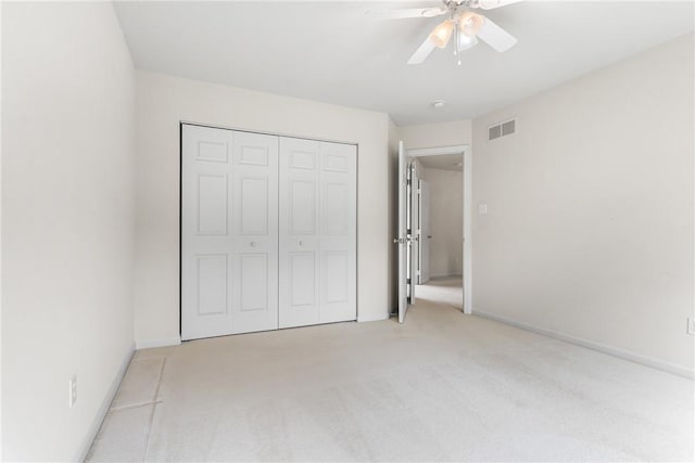 117 Trailside Ct, North Fayette, PA 15108 - unfurnished bedroom with light carpet, a closet, baseboards, and ceiling fan