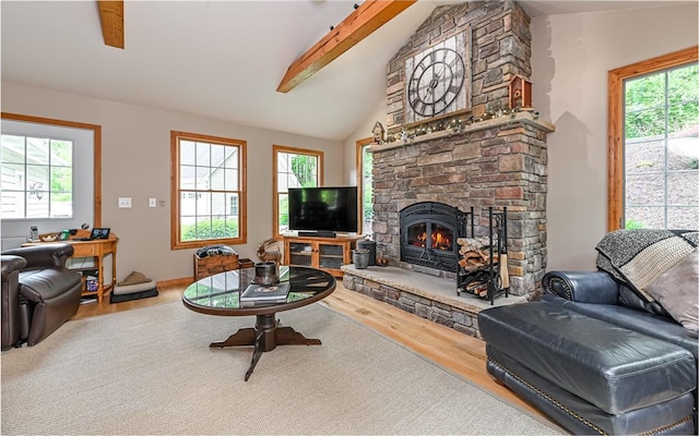 133 Miller Rd, Clinton Twp, PA 16055 - living area with wood finished floors, healthy amount of natural light, and a stone fireplace