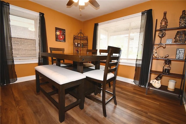 1312 Kelton Ave, Dormont, PA 15216 - dining space with baseboards, wood finished floors, and a ceiling fan