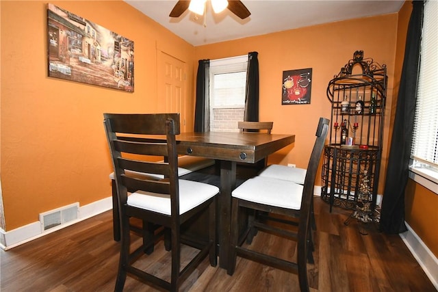 1312 Kelton Ave, Dormont, PA 15216 - dining area with a ceiling fan, wood finished floors, healthy amount of natural light, and baseboards