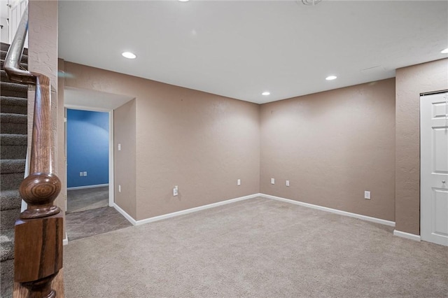 115 Tartan Dr, Hempfield Twp Wml, PA 15601 - finished below grade area with carpet flooring, stairway, recessed lighting, and baseboards