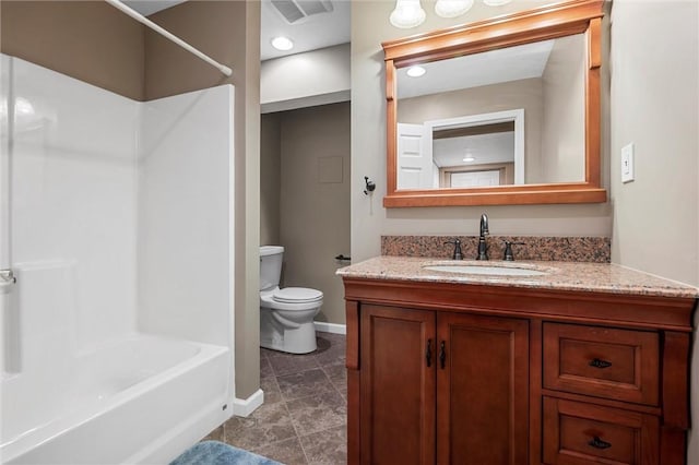 115 Tartan Dr, Hempfield Twp Wml, PA 15601 - full bath with toilet, vanity, bathing tub / shower combination, baseboards, and tile patterned flooring