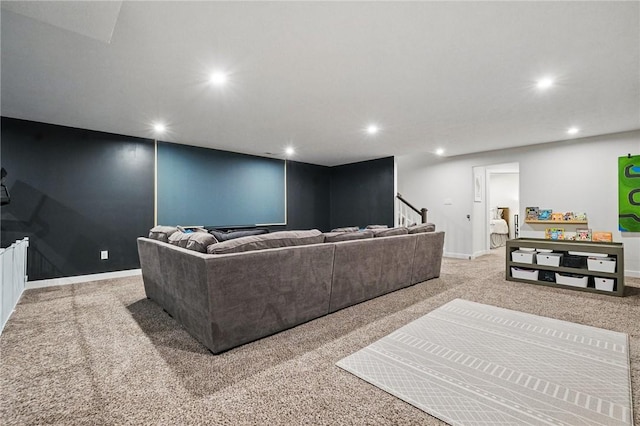 184 Bucktail Dr, Cranberry Twp, PA 16066 - carpeted cinema room with recessed lighting and baseboards