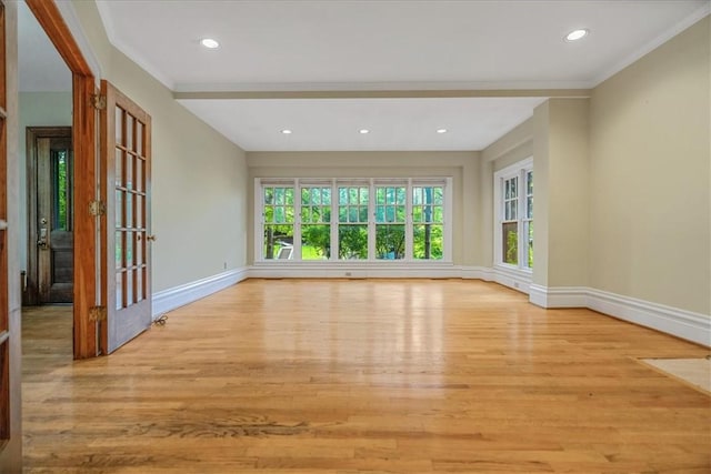 1167 Murray Hill Ave, Squirrel Hill, PA 15217 - spare room with wood finished floors, baseboards, recessed lighting, and crown molding